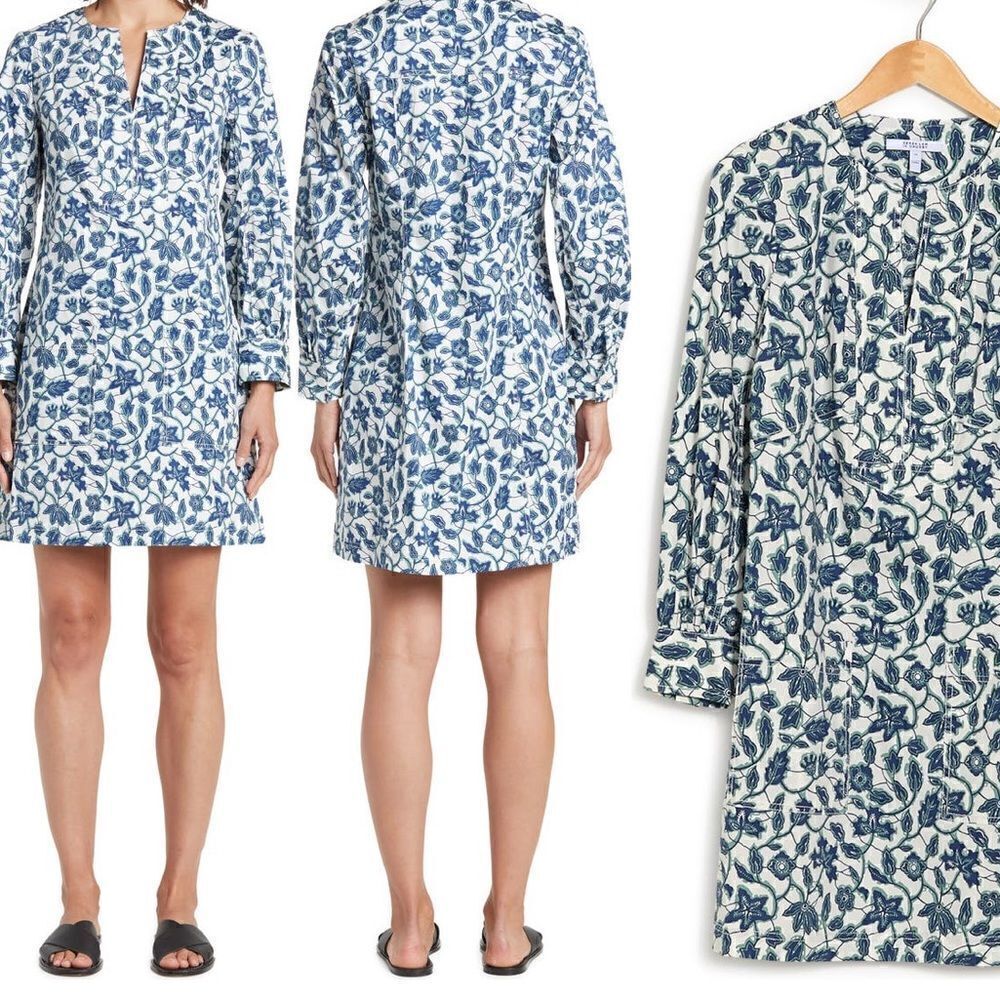 DEREK LAM 10 CROSBY Cotton Blend Kasha Floral Shift Mini Dress Size 4 NWT